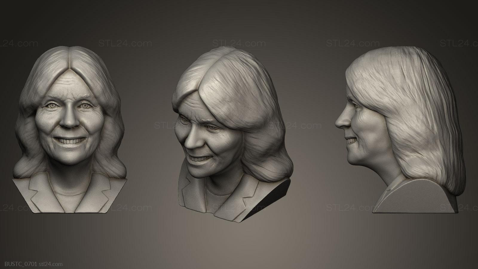 Бюсты и барельефы известных личностей (Джилл Байден, BUSTC_0701) 3D модель для ЧПУ станка